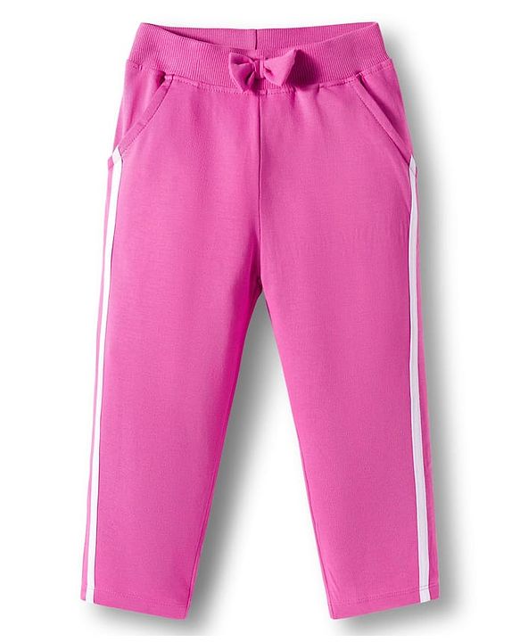 Babyhug Terry Knit Premium Light Gauge Terry Full Sleeves Hooded Top and Lounge Pant Set with Kangaroo Pockets & Fabulous Text Print - Pink