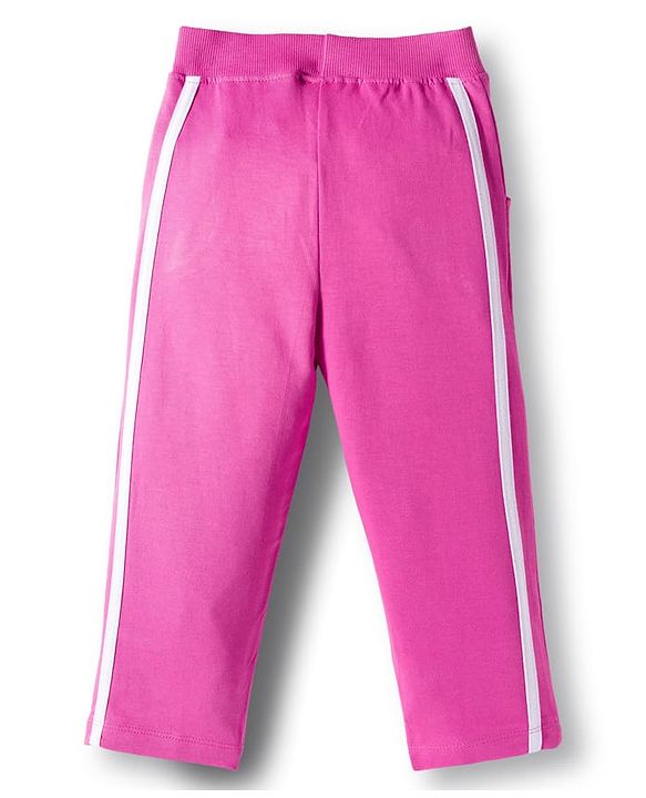 Babyhug Terry Knit Premium Light Gauge Terry Full Sleeves Hooded Top and Lounge Pant Set with Kangaroo Pockets & Fabulous Text Print - Pink