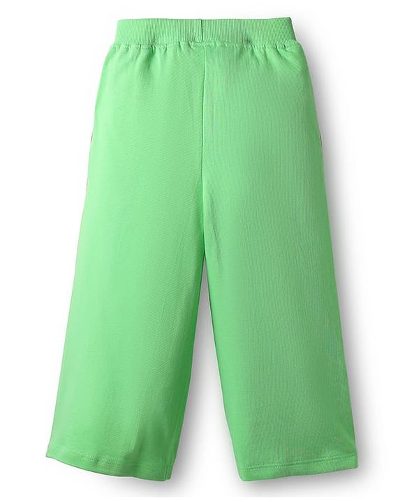 Babyhug Fleece Knit Full Sleeves Sweatshirt & Lounge Pant Set with Text Print & Tape Detailing - Limegreen