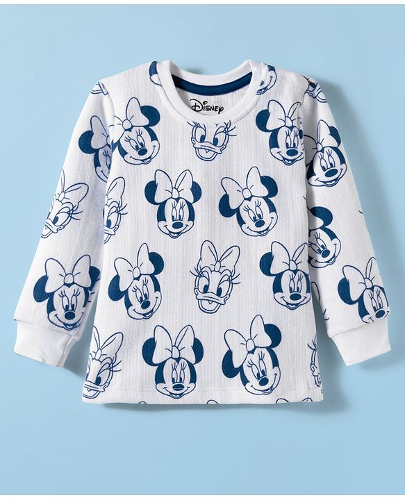 Babyhug Disney Full Sleeves Thermal Vest With Minnie & Daisy Graphics - White
