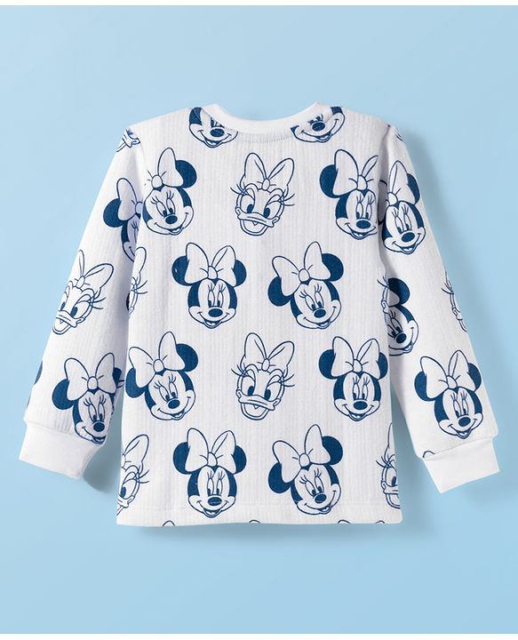 Babyhug Disney Full Sleeves Thermal Vest With Minnie & Daisy Graphics - White