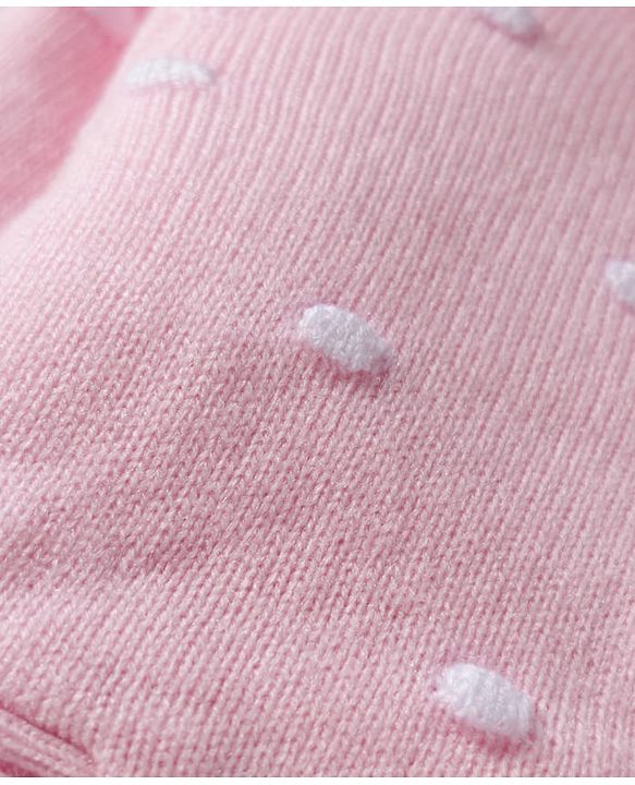 Babyhug Knit Full Sleeves Hooded Front Open Sweater with Ear Applique - Pink