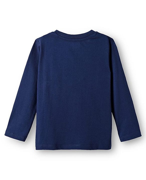 Babyhug 100% Single Jersey Knit Full Sleeves T-Shirt with Animal Graphics - Navy Blue