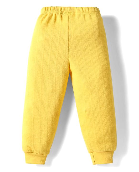 Babyhug Disney Full Sleeve Front Open Thermal Vest & Pant Set With Minnie Mouse Graphic - Yellow