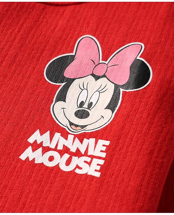 Babyhug Disney Full Sleeve Thermal Vest With Minnie Mouse Graphic - Red