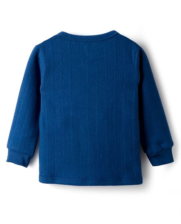 Babyhug Marvel Full Sleeve Front Open Thermal Vest With Spider-man Graphic - Blue