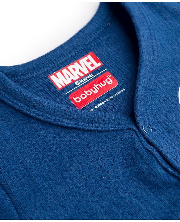 Babyhug Marvel Full Sleeve Front Open Thermal Vest With Spider-man Graphic - Blue