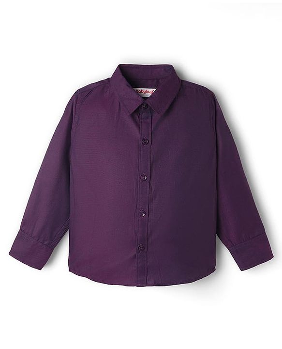 Babyhug Cotton Woven Full Sleeves Party Shirt with Suspender & Bow - Purple