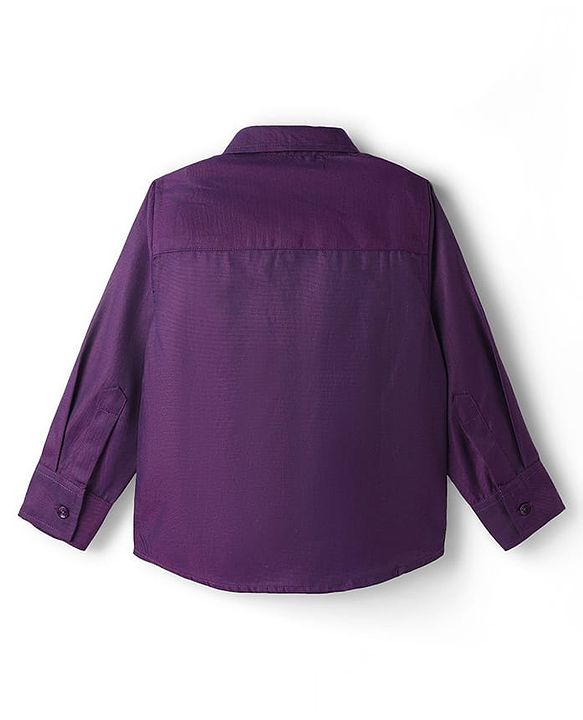 Babyhug Cotton Woven Full Sleeves Party Shirt with Suspender & Bow - Purple
