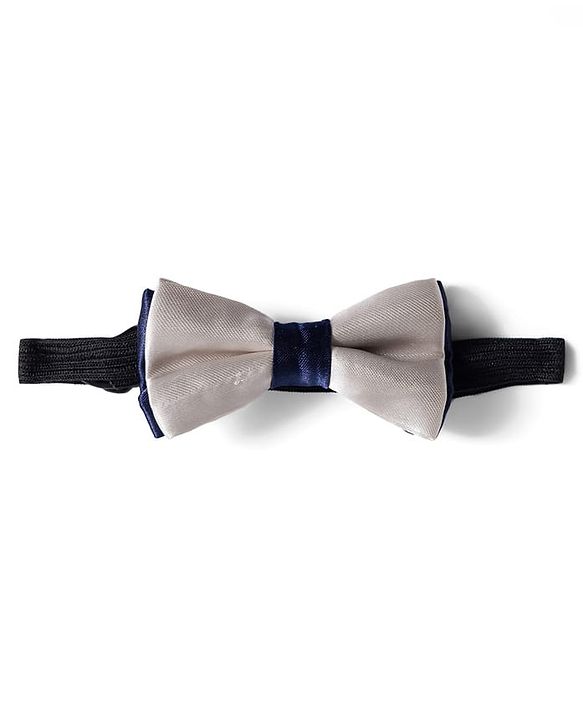 Babyhug Cotton Woven Full Sleeves Floral Printed Shirt with Bow & Suspender - White & Navy Blue