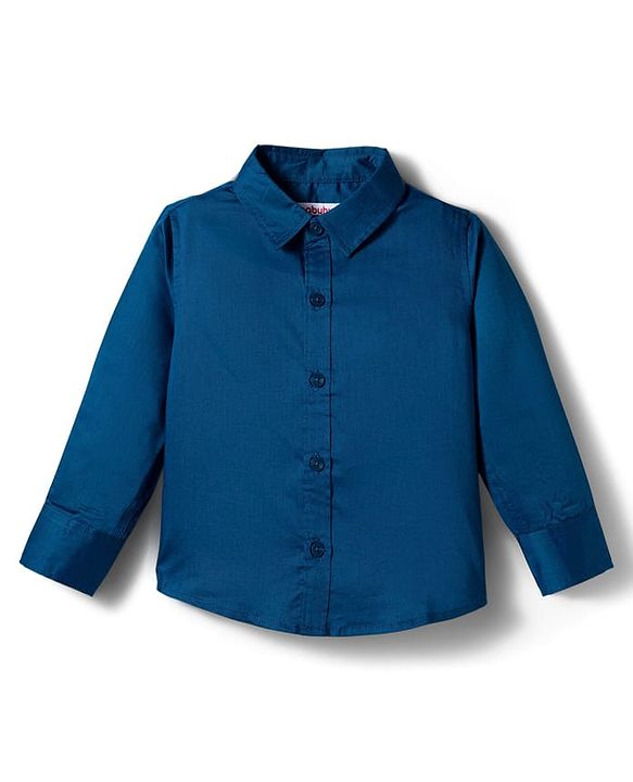 Babyhug Cotton Woven Full Sleeves Solid Color Shirt with Bow & Suspender - Blue