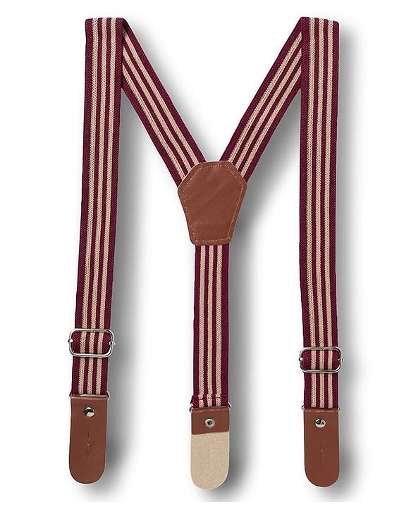 Babyhug Cotton Woven Full Sleeves Solid Party Shirt & Trouser Set With Bow & Suspender - Maroon