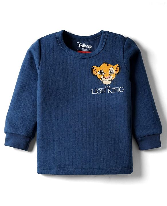 Babyhug Disney Full Sleeves Thermal Vest with Lion King Graphic - Navy Blue