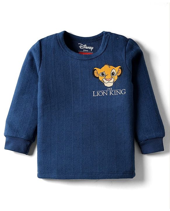 Babyhug Disney Full Sleeves Thermal Vest with Lion King Graphic - Navy Blue