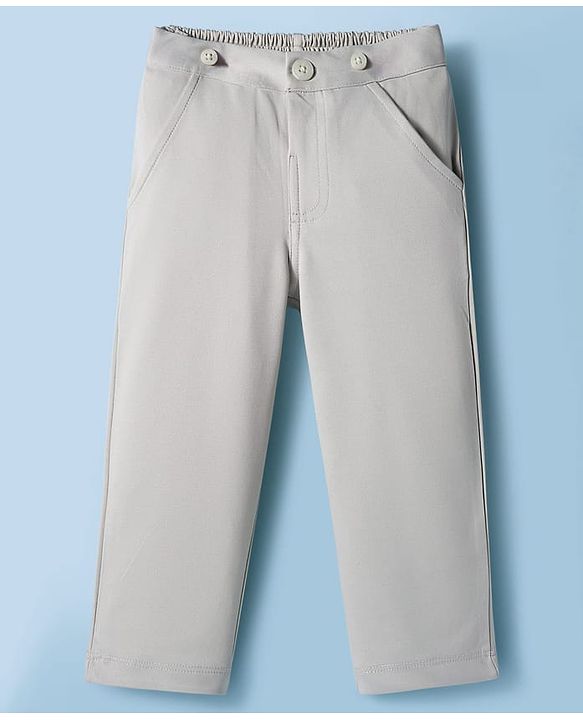 Babyhug Cotton Poplin Full Sleeves Solid Color Shirt & Stretchable Trouser with Bow & Suspender - Pink & Grey