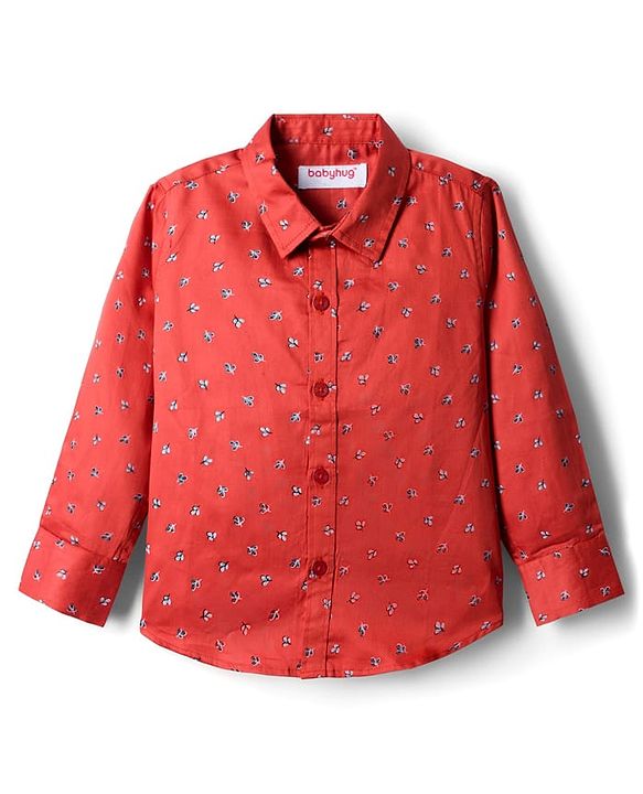 Babyhug Cotton Woven Full Sleeves Floral Printed Party Shirt & Trouser Set With Bow & Suspender - Brown & Navy