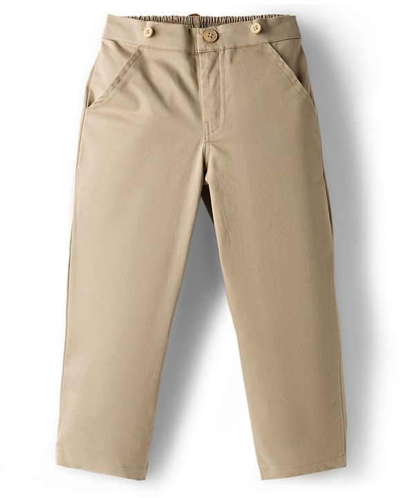 Babyhug Cotton Poplin Woven Full Sleeves Printed Shirt & Stretchable Trouser Set with Suspenders & Bow - Olive Green & Khaki