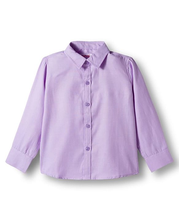 Babyhug Cotton Woven Full Sleeves Poplin Solid Party Shirt & Stretchable Trouser With Bow & Suspender - Purple & Cream