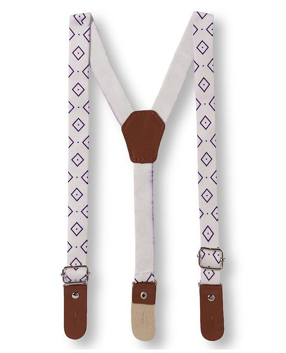 Babyhug Cotton Woven Full Sleeves Poplin Solid Party Shirt & Stretchable Trouser With Bow & Suspender - Purple & Cream