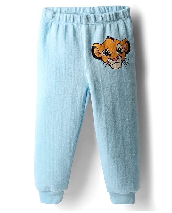Babyhug Disney Sleeveless Thermal Vest & Pant with Lion King Graphic - Light Blue