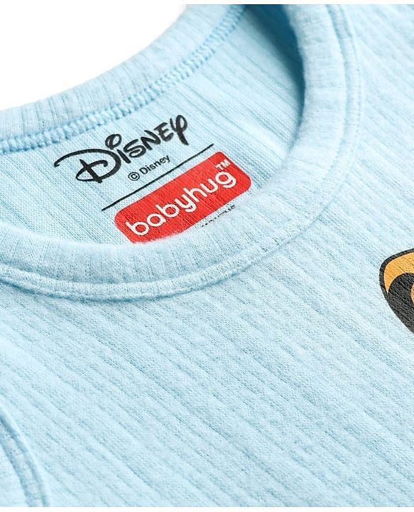 Babyhug Disney Sleeveless Thermal Vest & Pant with Lion King Graphic - Light Blue