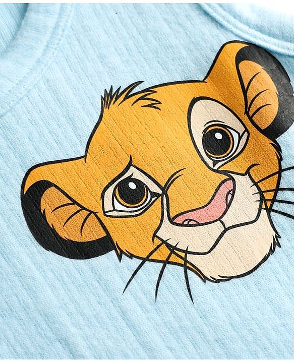 Babyhug Disney Sleeveless Thermal Vest & Pant with Lion King Graphic - Light Blue