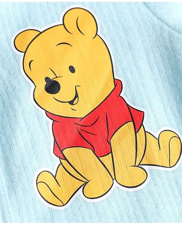 Babyhug Disney Full Sleeve Front Open Thermal Vest with Winnie the Pooh Graphic - Light Blue