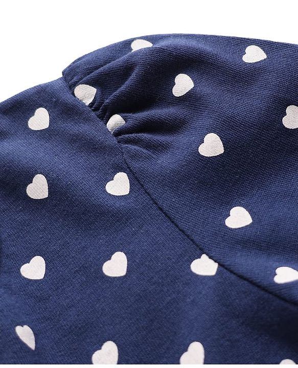 Babyhug 100% Cotton Knit Full Sleeves T-Shirt with Heart Print - Navy Blue