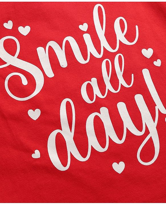 Babyhug 100% Cotton Knit Full Sleeves T-Shirts with Text & Heart Graphics Pack of 2 - Navy Blue & Red