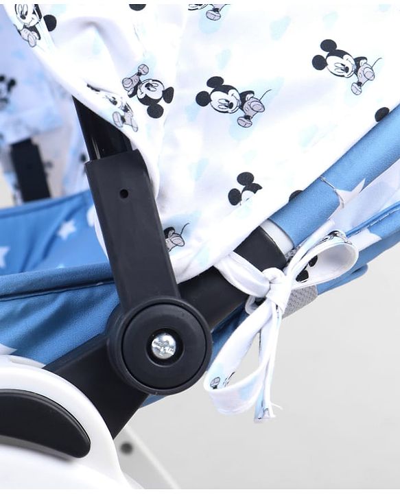 Babyhug Disney Mickey Mouse Rocking chair- Light Blue| Multi-Functional Rocker, Dining Chair, Walker, Cart & Seat| Reclining Seat| Infants & Toddlers of 0 to 3 Yrs| Wheels with Lock| Safety Harness