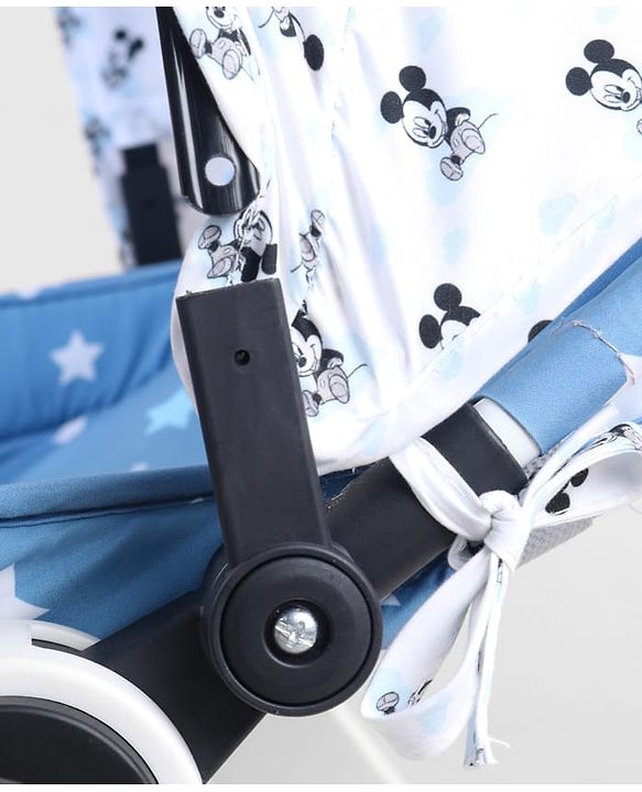 Babyhug Disney Mickey Mouse Rocking chair- Light Blue| Multi-Functional Rocker, Dining Chair, Walker, Cart & Seat| Reclining Seat| Infants & Toddlers of 0 to 3 Yrs| Wheels with Lock| Safety Harness