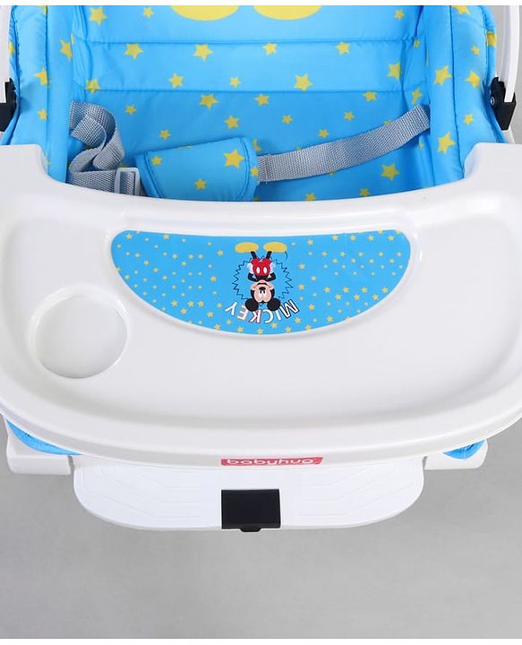Babyhug Disney Mickey Mouse Rocking chair- Light Blue| Multi-Functional Rocker, Dining Chair, Walker, Cart & Seat| Reclining Seat| Infants & Toddlers of 0 to 3 Yrs| Wheels with Lock| Safety Harness