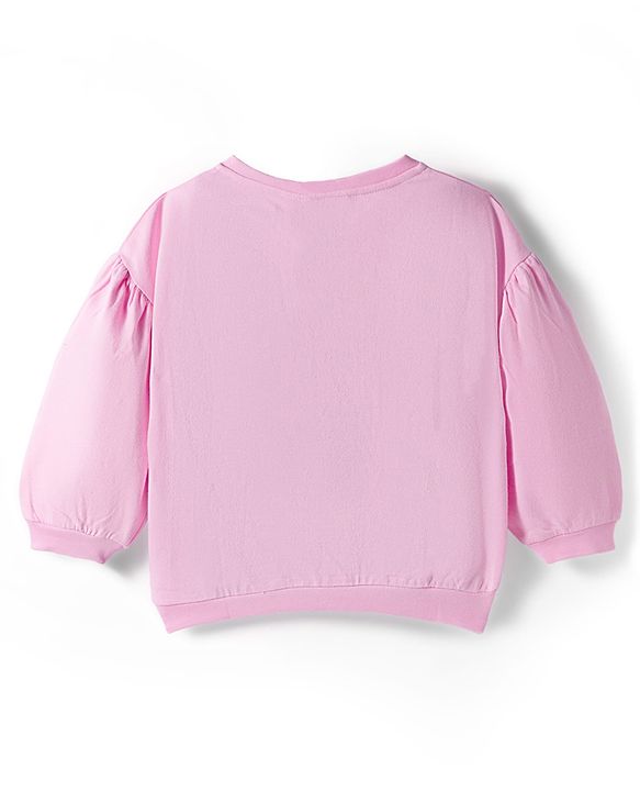 Babyhug Looper Knit Full Sleeves Rib at Neck Top & Jeans Set with Floral Print - Pink & Blue