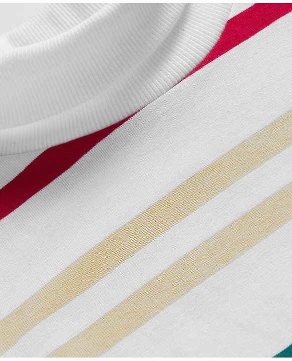 Babyhug Cotton Elastane Knit Full Sleeves Turtle Neck Winter T-Shirt with Stripes - White