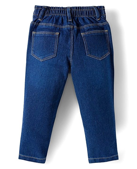 Babyhug Looper Knit Full Sleeves Rib at Neck Top & Jeans Set with Heart Print - Red & Blue