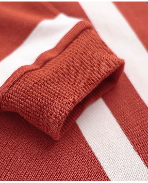 Babyhug Cotton Knit Full Sleeves Turtle Neck Winter T-Shirt with Stripes - Red