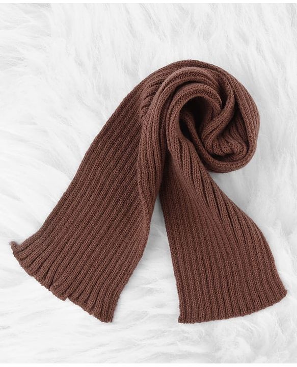 Babyhug Woolen Cap & Muffler Set With Smiley Motif Brown - 11.5 cm Diameter