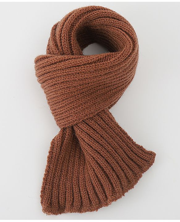 Babyhug Woolen Cap & Muffler Set With Smiley Motif Brown - 11.5 cm Diameter