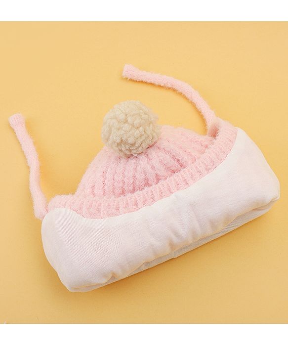 Babyhug Woolen Cap & Muffler Set With Animal Applique Pink - 13 cm Diameter