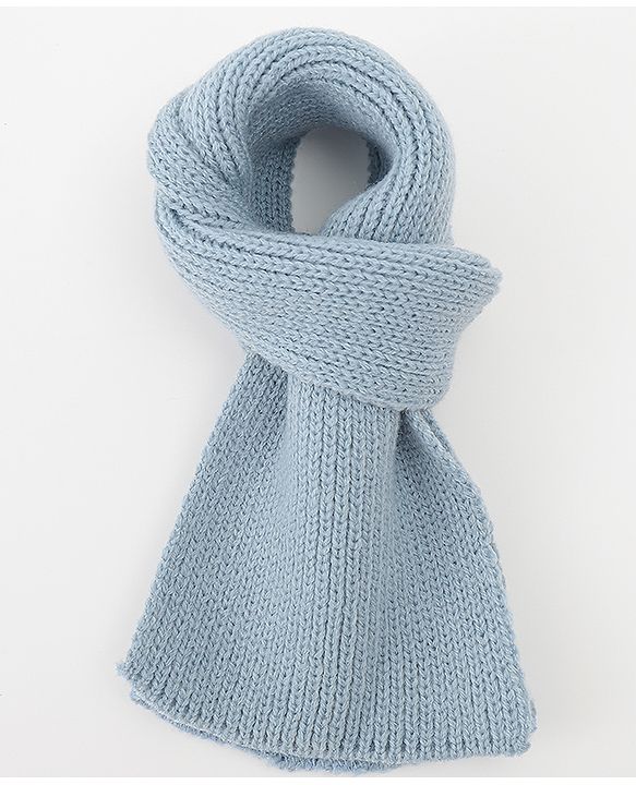 Babyhug Woolen Cap & Muffler Set With Smile Embroidery Blue - 11.5 cm Diameter