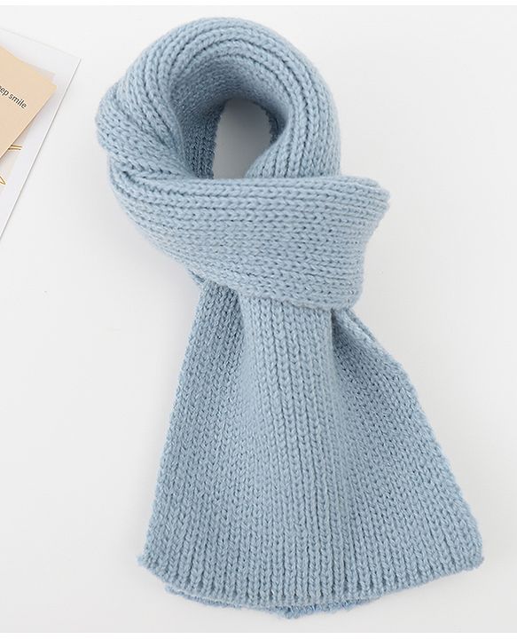 Babyhug Woolen Cap & Muffler Set With Smile Embroidery Blue - 11.5 cm Diameter