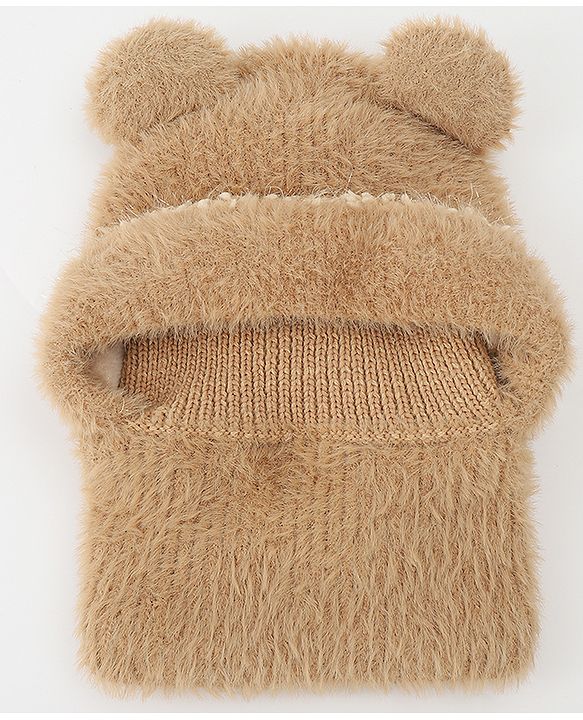 Babyhug Monkey Cap With Ear Applique Khaki - 12 cm Diameter