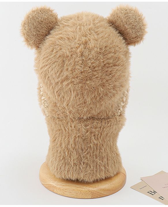 Babyhug Monkey Cap With Ear Applique Khaki - 12 cm Diameter