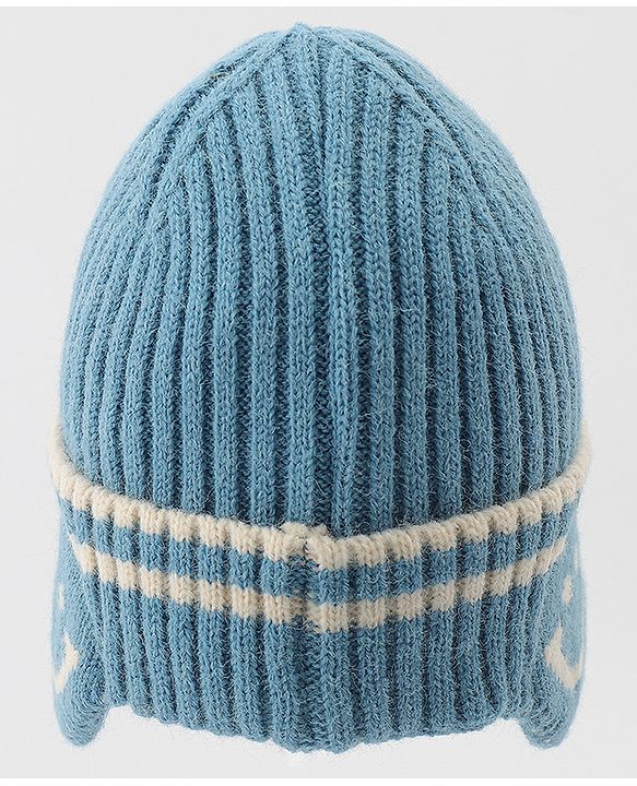 Babyhug Knitted Woollen Cap & Muffler With Text Embroidery Light Blue - Diameter 12.5 cm