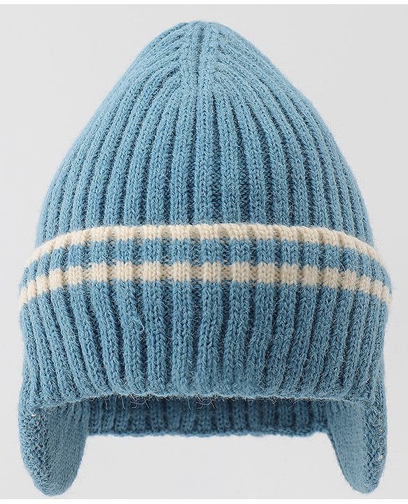 Babyhug Knitted Woollen Cap & Muffler With Text Embroidery Light Blue - Diameter 12.5 cm