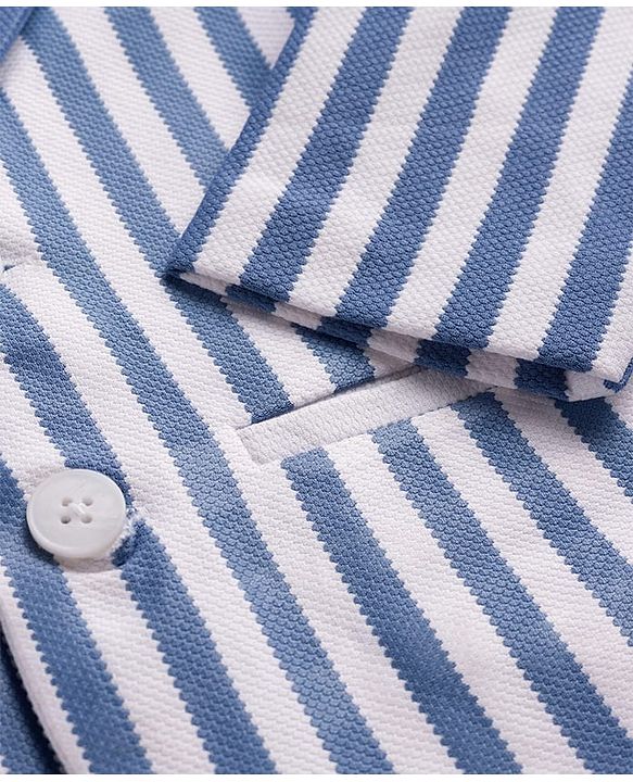 Babyhug Knit Full Sleeves Striped Blazer With NYC Printed T-Shirt - Blue