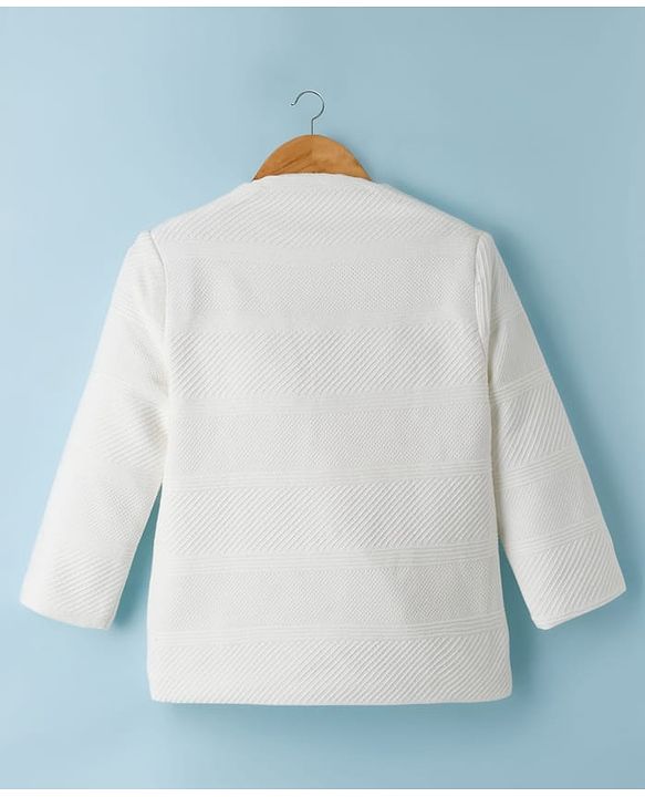 Babyhug Knit Full Sleeves Party Wear Blazer with Graphic Printed T-Shirt - White & Black