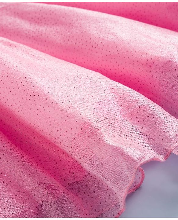 Babyhug Woven Half Sleeves Flare Party Dress with Bow Applique - Pink