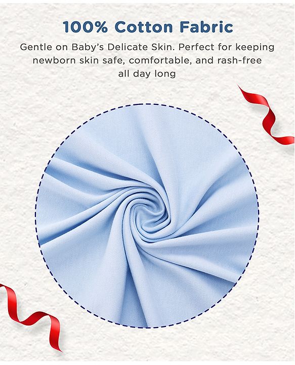 Babyhug Premium 100 % Cotton New Born Clothing Gift Set Sea Breeze Theme Blue - Pack of 8| Full Sleeve Set| Onesie| Cap Bibs Mitten & Booties| Essential Clothing for 0 to 6 months