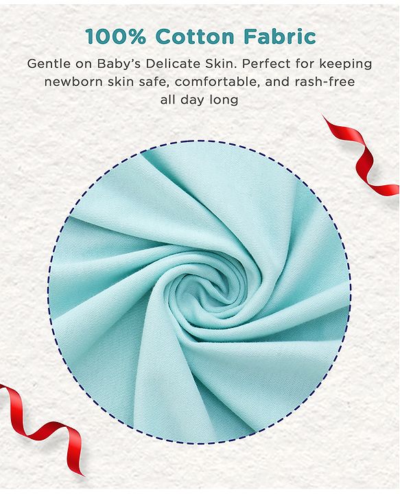 Babyhug Premium 100 % Cotton New Born Clothing Gift Set Sea Breeze Theme Blue - Pack of 8| Half Sleeve Set| Onesie| Cap Bibs Mitten & Booties| Essential Clothing for 0 to 6 months